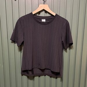 ZYIA Women's Black Perforated Short Sleeve Tee